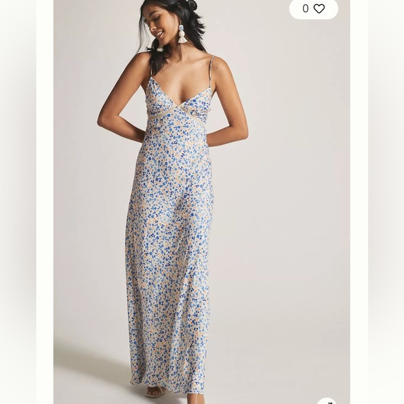 FLORAL SATIN MAXI DRESS 💙💙💙 - Picture 1 of 8